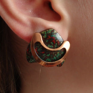 MCM Copper & Enamel Matisse Earrings Clip On